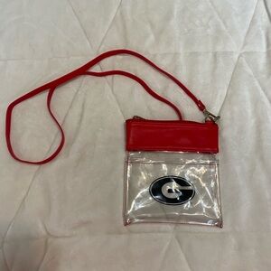 UGA Clear Crossbody Bag with Red Trim and Team Logo